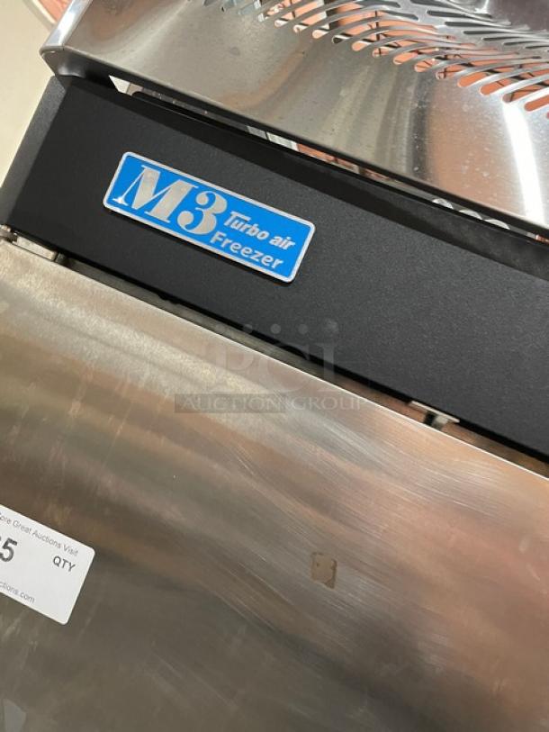 Turbo Air M3 Series stainless steel 2-door freezer, model M3F47-2, Energy Star Certified, visible M3 logo.
