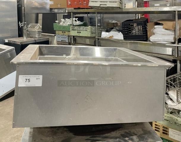 Hatco CWBX2 stainless steel refrigerated drop-in cold unit, single-well, electric, 120V, serial number 7577951551, in used condition.