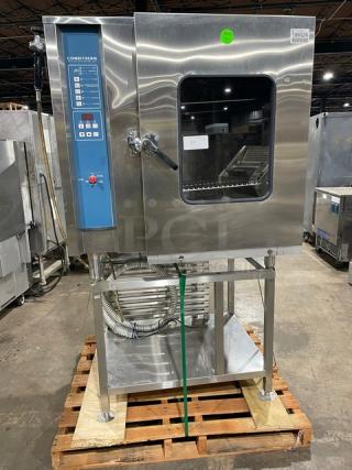 Alto-Shaam Combitherm electric convection/steam combi oven, model HUD 1018, stainless steel, with wire racks, on stand, 208-240V 3 phase.