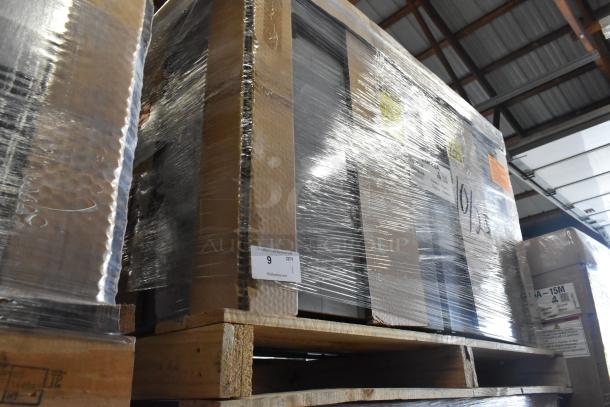 Hoshizaki EUF48A stainless steel undercounter freezer, new in box, on pallet, wrapped in plastic. 115V, 1 Phase.