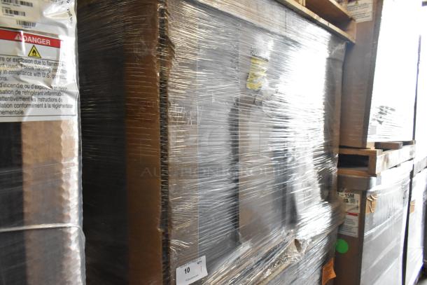 Brand new Hoshizaki EUF48A stainless steel undercounter freezer, boxed and wrapped. 115V, 1 Phase. Model label visible.