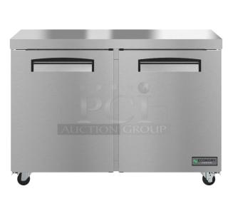 Brand new Hoshizaki EUF48A stainless steel undercounter freezer, 2-door, 115 volts, 1 phase, commercial-grade.