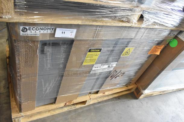 Brand new Hoshizaki EUF48A stainless steel commercial undercounter freezer in box. 2 doors, 115 volts, 1 phase.