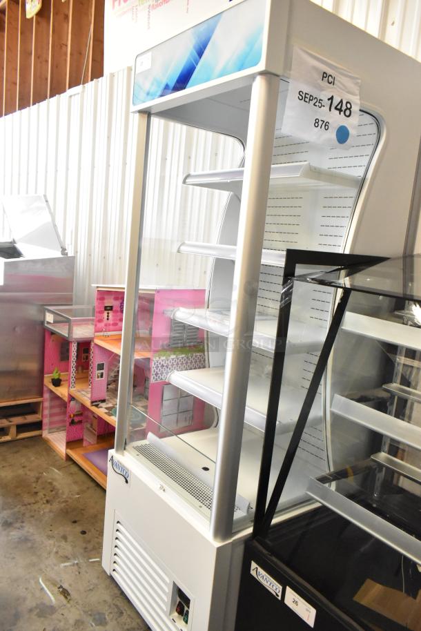 Brand new Avantco WVAC-28HC 28" white refrigerated air curtain grab n go merchandiser, labeled "SEP25-148 876."