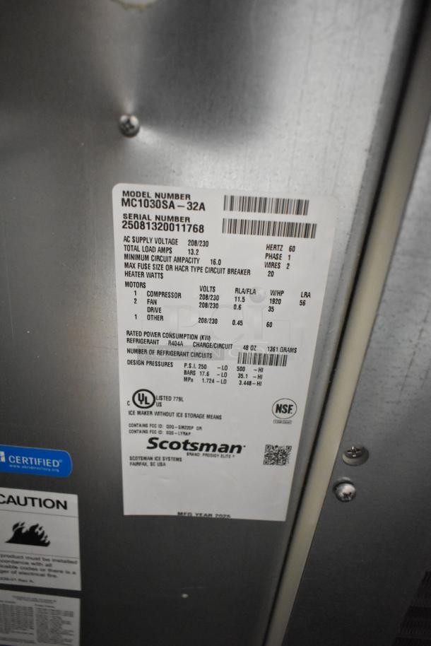 Scotsman MC1030SA-32A ice machine, stainless steel, new, scratch and dent, 1077 lb, 208/230V, 1 phase, Prodigy Elite®.