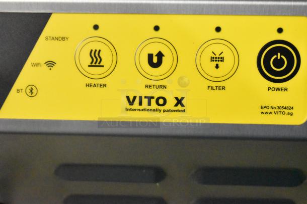 BRAND NEW Vito XS Fryfilter; stainless steel, 73 lb. capacity, mobile fryer oil filter system with controls, EPO No.3054824.