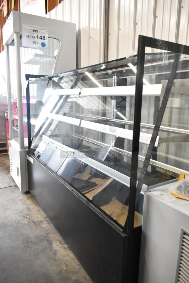 Brand new Avantco 193BCFD72B bakery display case, 70 7/8" black square, with LED lighting, 115V, 1 phase, scratch and dent.