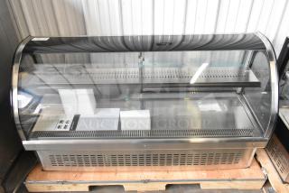 BRAND NEW 2023 Vollrath RDE7160 60" Curved Glass Refrigerated Display Cabinet, 120V, 1 Phase, stainless steel.