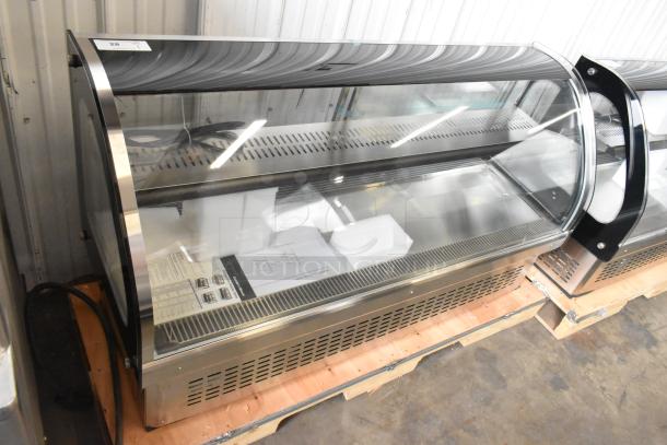 Brand new 2023 Vollrath RDE7160 60" countertop curved glass refrigerated display cabinet, 120 volts, 1 phase.