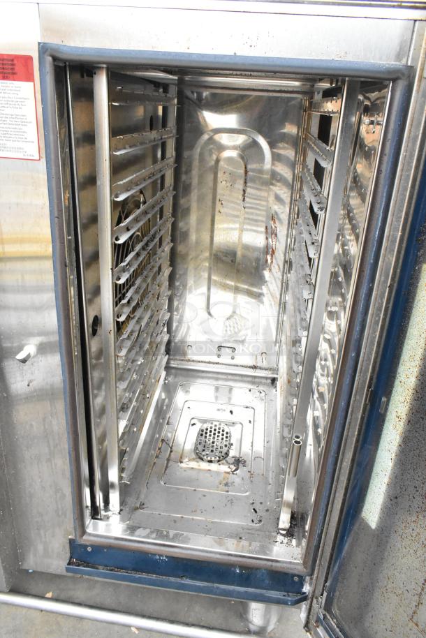 2018 Alto Shaam CTP10-10EVH commercial oven interior, stainless steel, used condition, ventless hood.