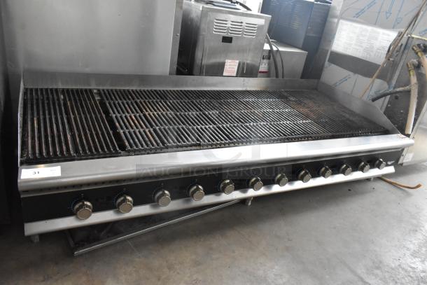Vollrath stainless steel gas charbroiler grill, commercial countertop model, multiple control knobs, well-maintained condition.