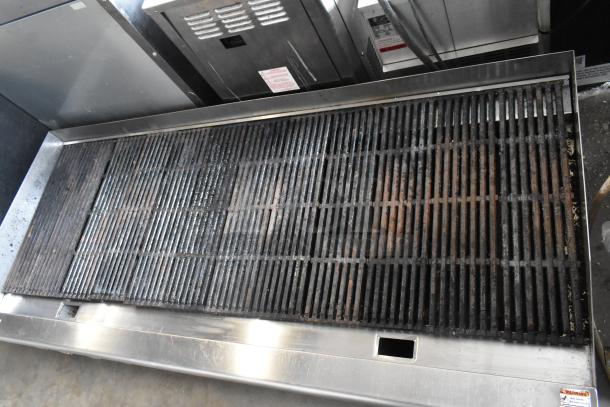 Vollrath stainless steel commercial countertop gas charbroiler grill, large cooking surface, used condition, visible wear.