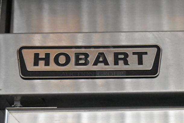 Hobart DA2-5 stainless steel commercial cooler, 2-door, 115V 1 phase, logo detail shown.