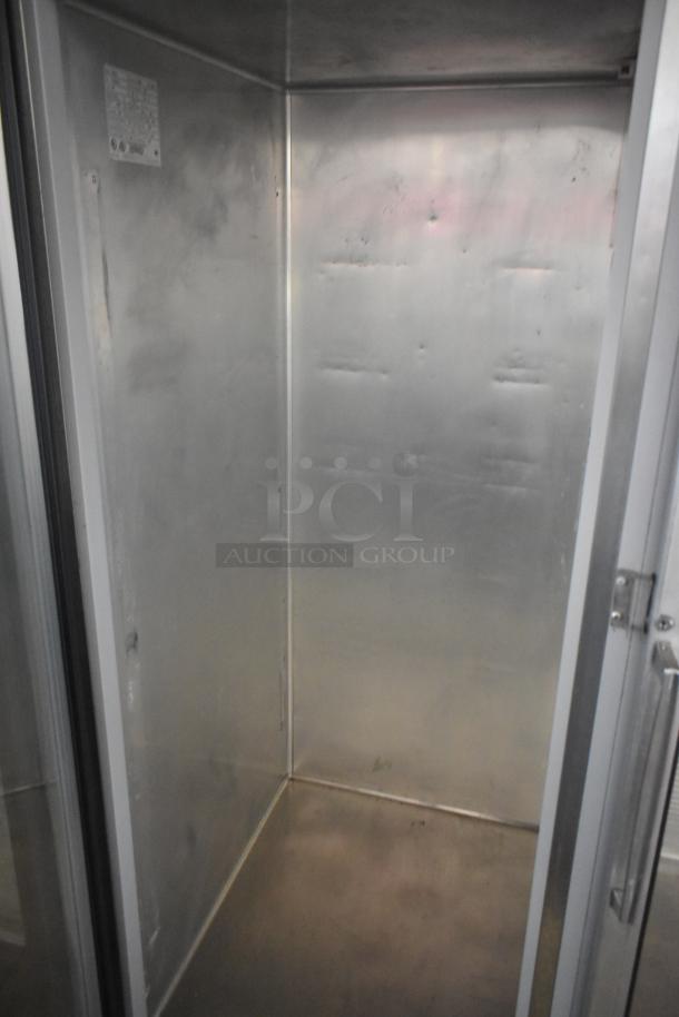 Hobart DA2-5 stainless steel 2-door reach-in cooler. Interior view shows clean, spacious interior. 115V, 1 phase.