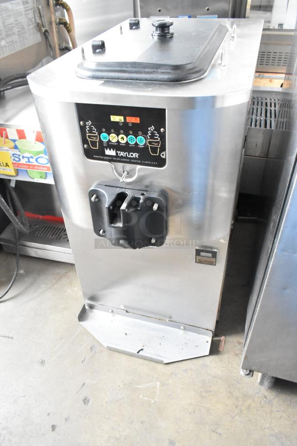 Taylor C706-27 stainless steel soft serve machine, single flavor, air cooled, 208-230V, 1 phase, visible control panel.