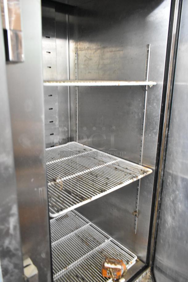2020 Padela PDB-1F-HC stainless steel commercial freezer, single door, poly coated racks, on casters, 115V, used condition.