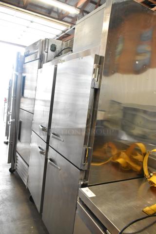 2018 Traulsen ALT232NUT-HHS stainless steel 4 half door cooler on casters, 115V, 1 phase, commercial kitchen use.