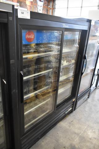 2022 True GDM-41SL-60-HC-LD metal 2-door reach-in cooler with poly-coated racks, 115V, 1 phase, in good condition.