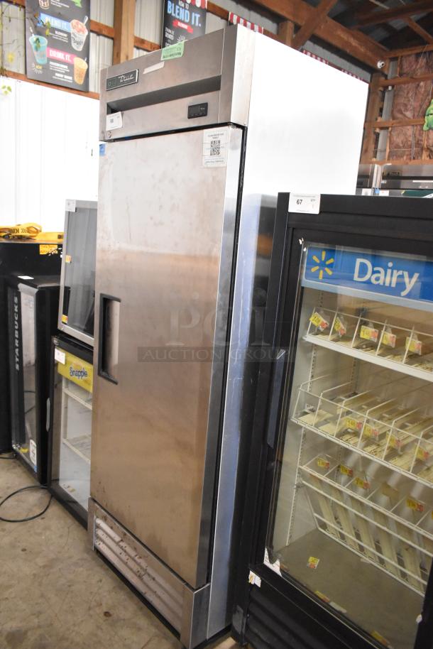 2022 True T-19F-HC stainless steel commercial single door reach-in freezer, with poly coated racks, 115 volts, 1 phase.