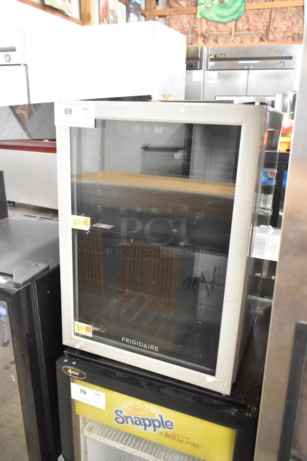 2022 Frigidaire EFMIS9000 Metal Mini Cooler Merchandiser, 115V, like new, glass door, silver finish, Model EFMIS9000.