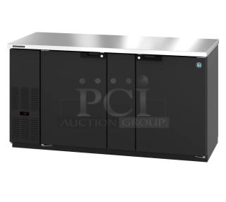 Brand new Hoshizaki HBB 3 69 metal commercial 2-door undercounter cooler, 115 volts, 1 phase, black with stainless steel top.