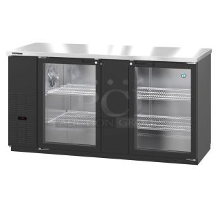 Brand new Hoshizaki HBB-3G-LD-69 metal undercounter cooler, 2 glass doors, 115V, commercial-grade.