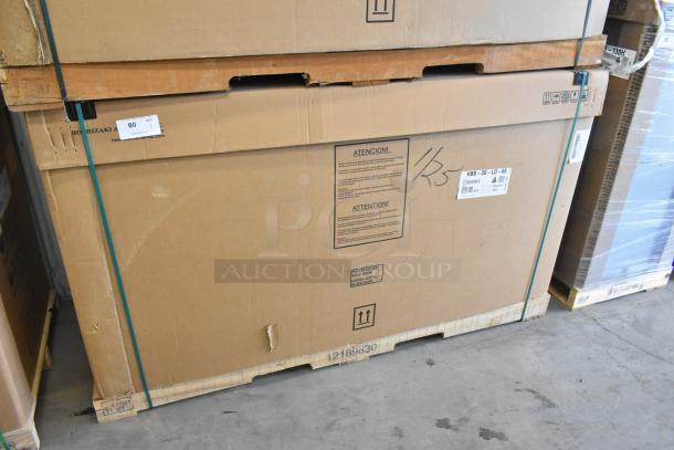 Brand new Hoshizaki HBB-3G-LD-69 2-door undercounter cooler, 115V, unopened box with model label visible.