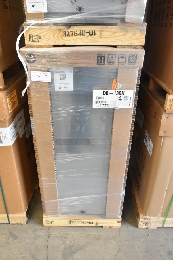 Brand new Hoshizaki DB-130H stainless steel ice dispenser, 130 lb storage, 115V, 1 phase, in box with shipping labels.