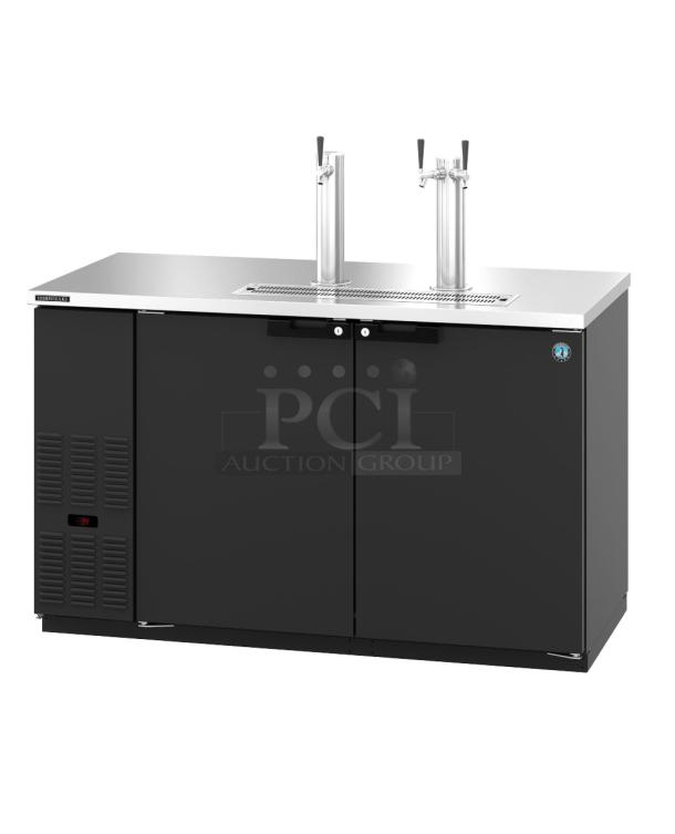 Brand new Hoshizaki HDD-2-59 metal commercial kegerator, dual taps, 115V, 1 phase, pristine condition, original packaging.
