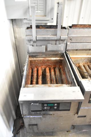 Pitco Frialator SSH75 Solstice Supreme stainless steel commercial deep fat fryer, natural gas powered, on casters, 105,000 BTU.