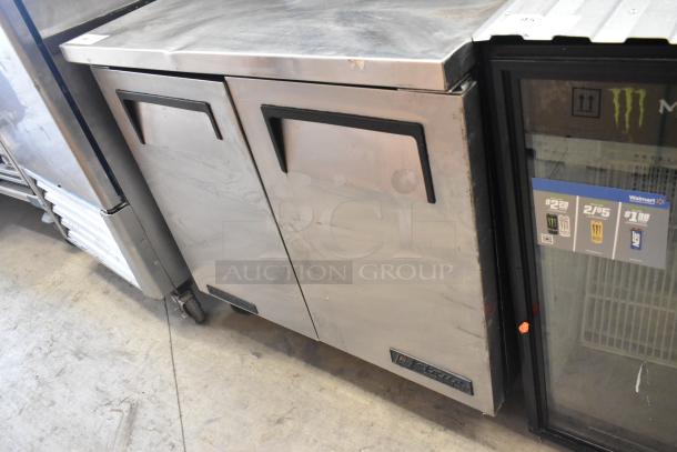 True TUC-36 Stainless Steel Commercial 2 Door Undercounter Cooler on casters, 115 volts, 1 phase, minor wear.