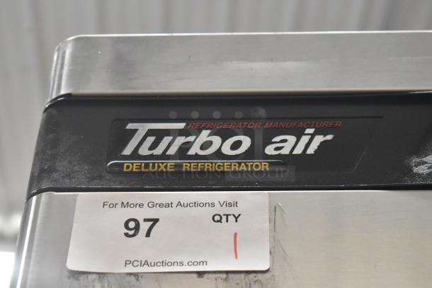 Turbo Air TSR-23SD stainless steel single door cooler, commercial grade, with poly-coated racks on casters, 115V, 1 Phase.