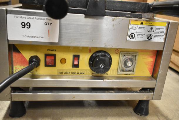 NP-257 Stainless Steel Commercial Countertop Waffle Maker with temperature control and timer. Model NP-257, 110V. Slight wear visible.