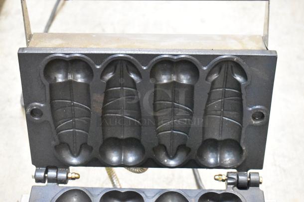 PYY PYYHFLFY-233SRUS stainless steel commercial countertop waffle maker, four mold design, 110-120V, 1 phase.