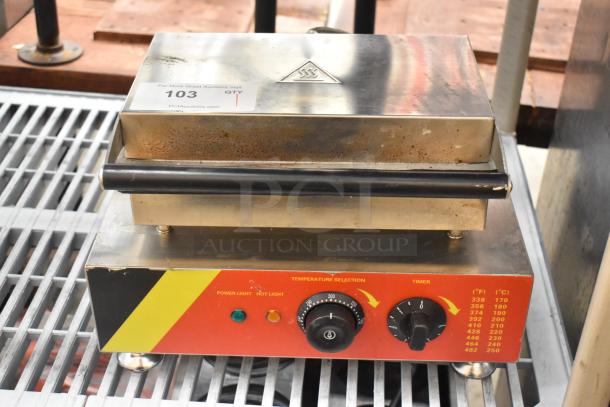 NP-520 Stainless Steel Waffle Maker, countertop model, 110V, single phase, dial controls, visible wear on casing.