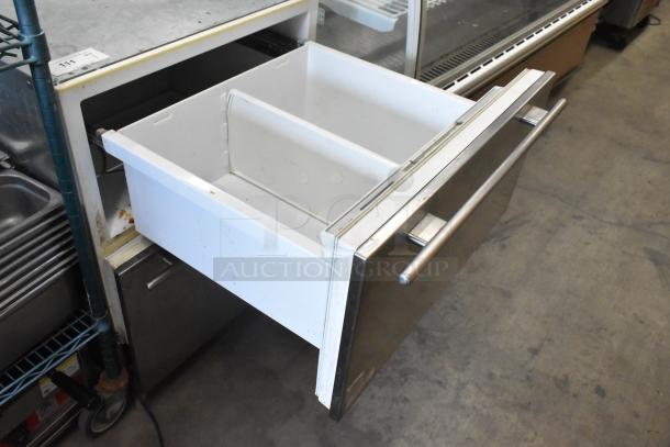Sub-zero 700BR-3 stainless steel 2 drawer cooler/freezer with open drawer. 115 volts, 1 phase. Clean and spacious interior.
