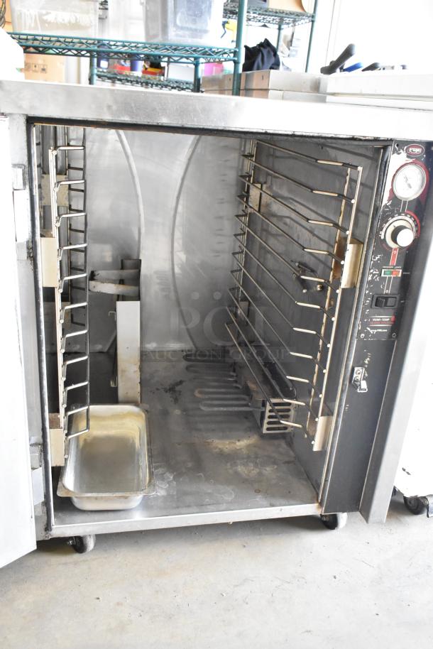 FWE TS-1826-7UC stainless steel heated holding cabinet on casters with control panel; 115V, 1 phase, commercial use.