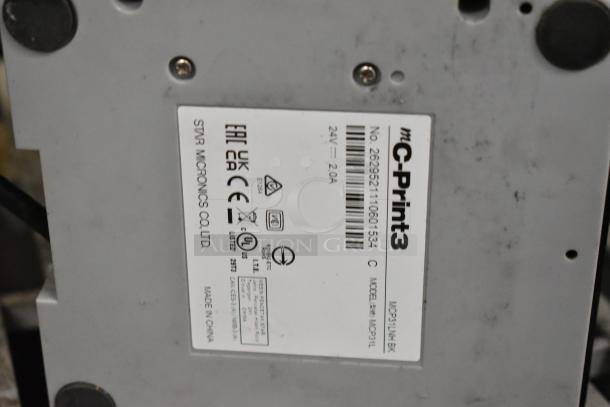 POS system components with Star Micronics C-Print3 label, showing model MCP31LHN/BK, made in China. Includes Epson printers and Lenovo monitor.