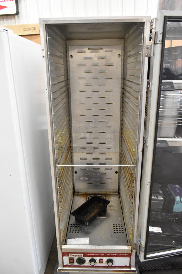 2023 Empura E-HP1836 metal heated holding/proofing cabinet on casters. Used condition, 120 volts, 1 phase, control panel visible.