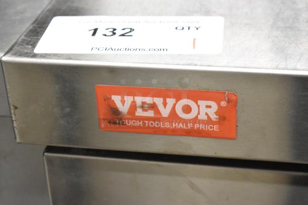 2024 Vevor KTR-48B1 Stainless Steel 2 Door Undercounter Cooler, commercial casters, 115V, 1 Phase, visible branding.