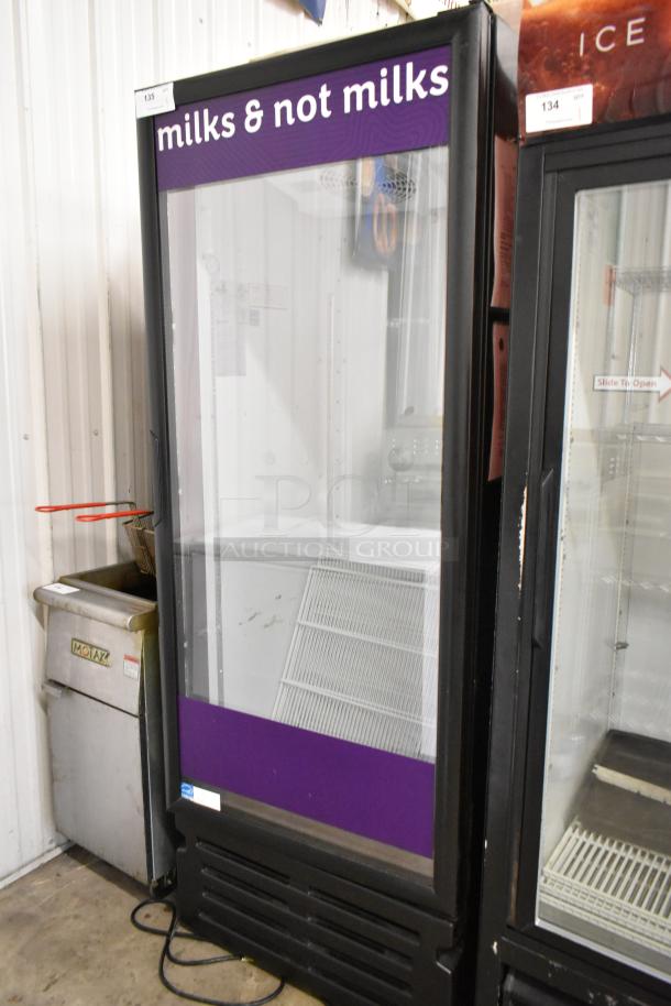 Imbera G319 single door reach-in cooler, metal exterior, poly-coated racks, labeled for "milks & not milks," 115V, 1 phase.