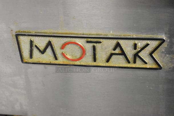 Motak MGF3-N-C stainless steel deep fat fryer, 90,000 BTU, with two metal fry baskets, visible branding.