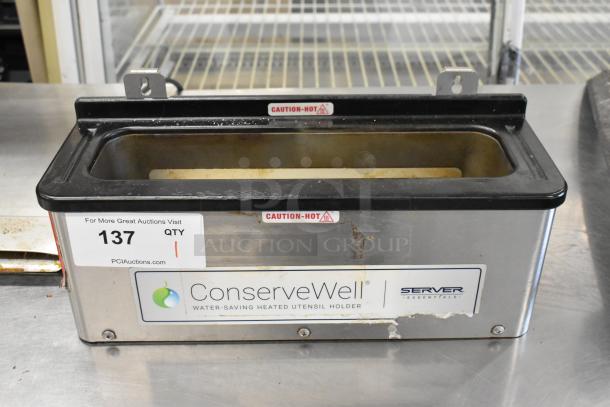 Server CW Stainless Steel Conservewell Utensil Holder, 120V, 1 Phase, "Caution Hot" labels, used condition.