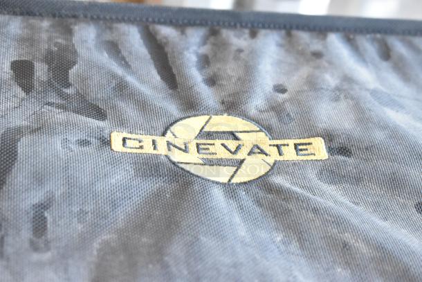 Black Cinevate bag for 2 Pocket Jib Pro, visible logo. Suitable for storing and transporting equipment safely.