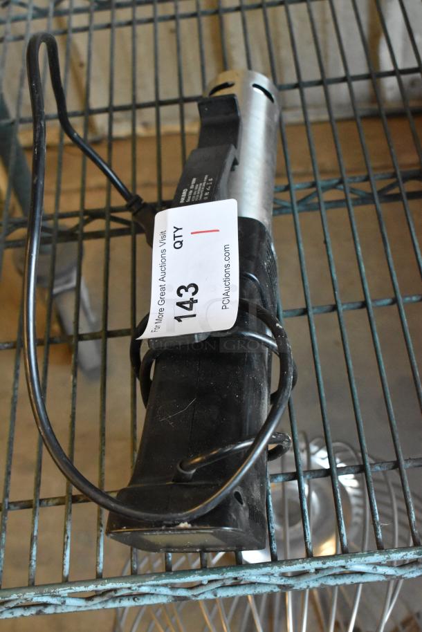 Ink Bird ISV-100W Sous Vide, 120 Volts, 1 Phase, with black handle and visible auction tag reading 143.