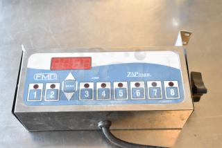 FMP Zap Timer, 115 Volts, 1 Phase, features digital display and buttons 1-8, shows slight surface wear.