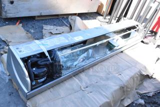 Hoshizaki HNC-210BA-L-SLH sushi display merchandiser with broken glass. Metal body, 115 Volts, 1 Phase.
