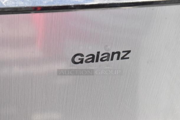 Galanz GLR31TS1E02 Mini Cooler with Freezer, brushed metal finish, 115 Volts, 1 Phase, brand logo visible.