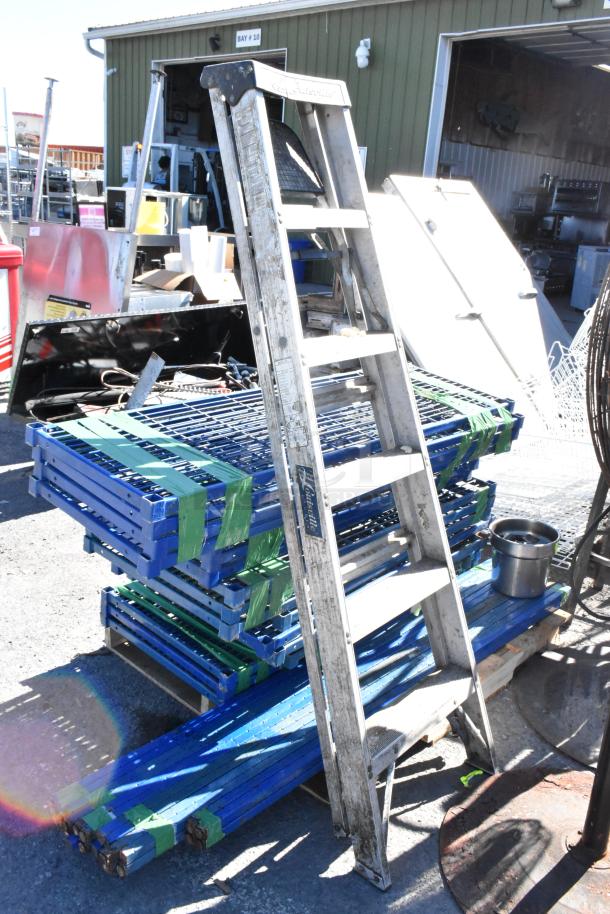 6' Louisville A Frame Ladder, metal, used condition, visible wear. Suitable for construction or home use.