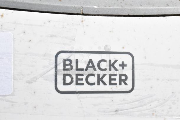 Black & Decker BPACT14H portable air conditioner logo, 115 volts, used condition, visible scratches and dirt.